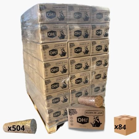 Bois densifiés – bûches de jour – Palette de 84 cartons